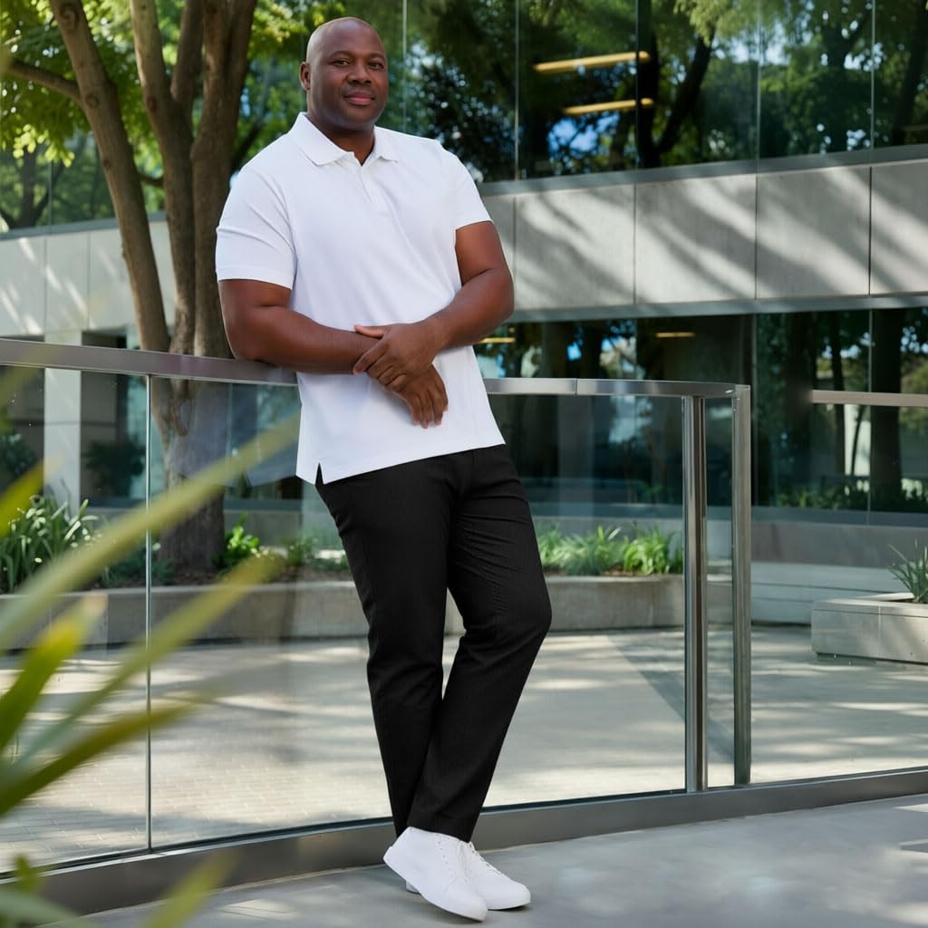 Pantalones chinos elásticos en 4 direcciones para hombre, corte recto, parte delantera plana, pantalones casuales con cintura elástica
