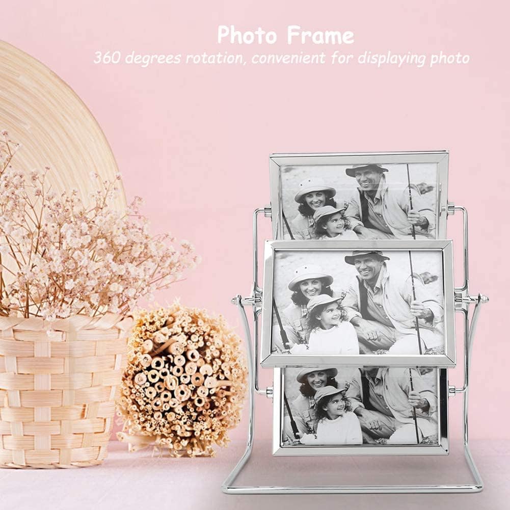 Atyhao Table de bureau cadre photo rotatif Placement horizontal Studio de photographie cadre photo en métal rotatif pour Photo 6x4in