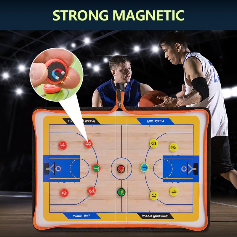 Flintronic Tableau Tactique Magnétique Football/Basket - Board Entraîneur Pliable Portable Avec Pièces Magnétiques