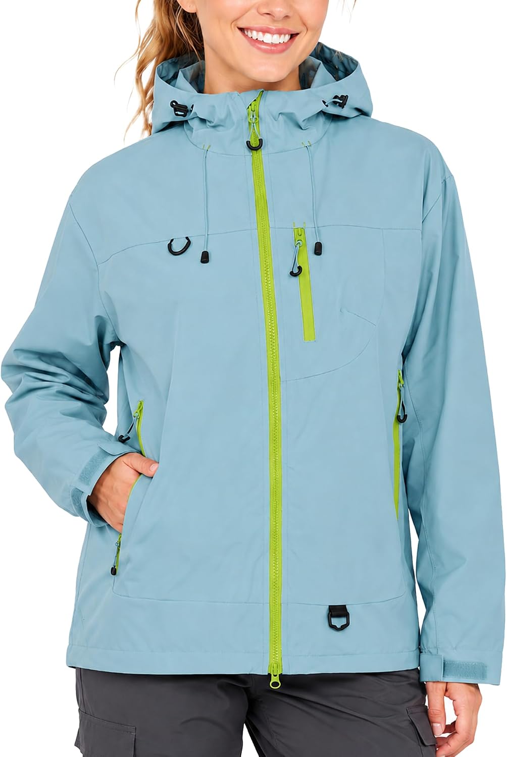 FEOYA Windbreaker Jacket Women Hooded Hiking Coat
