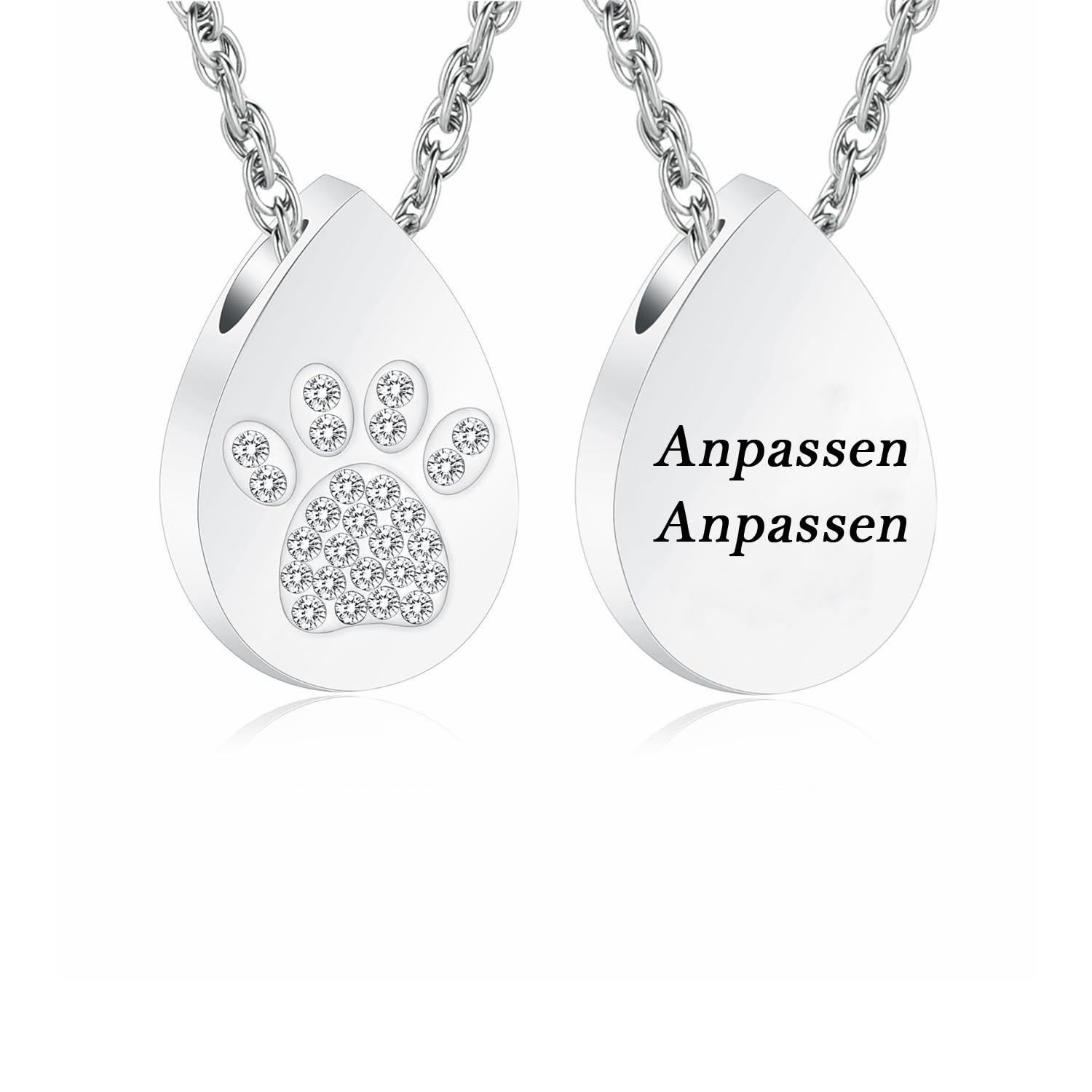 Pfoten Urnen Ascheschmuck Halskette – Gedenkschmuck Für Hunde & Katzen Asche Mini Kreis