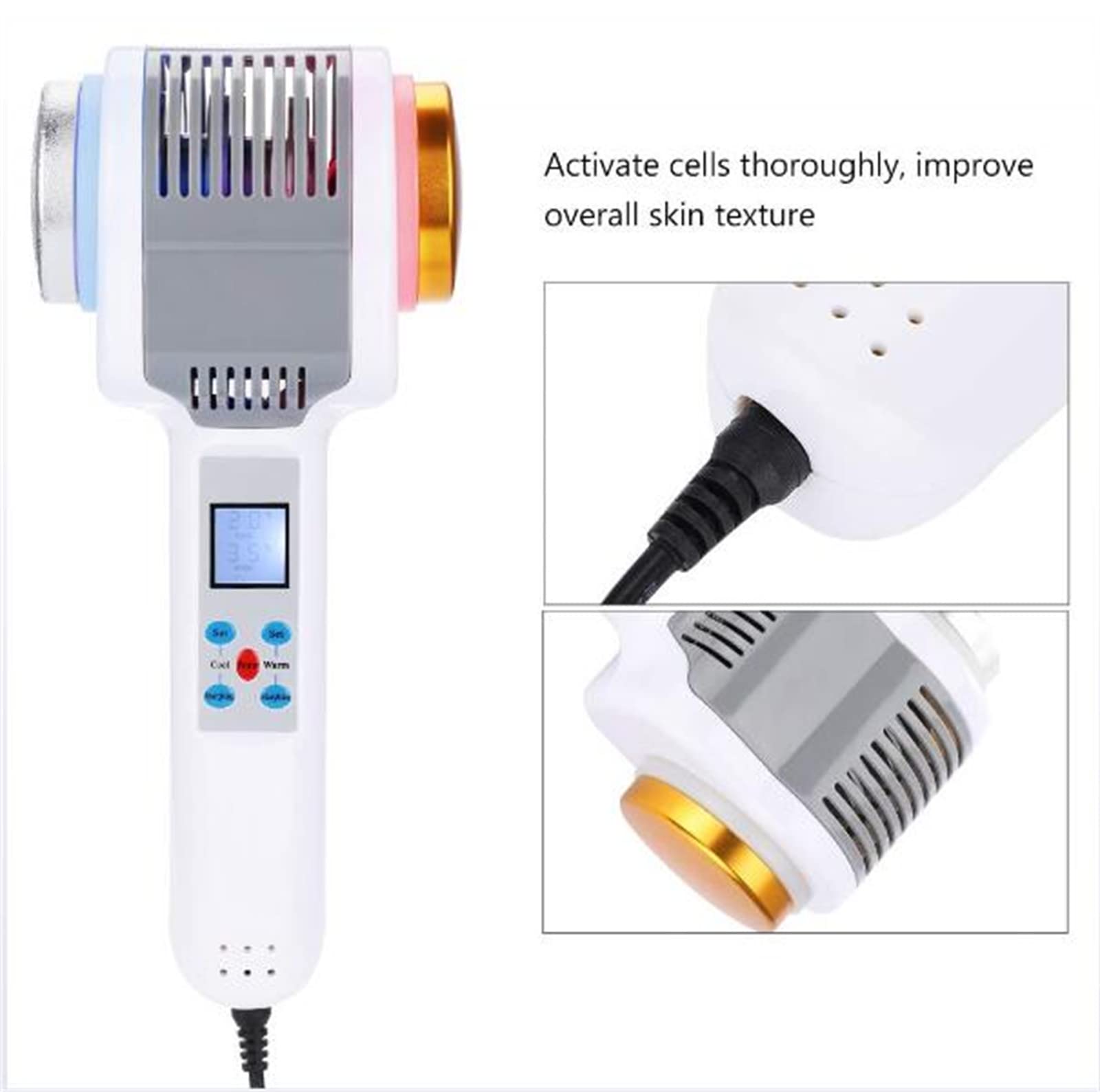 Hot And Cold Hammer Ice Fire Double Heads Vibration Massage Instrument, Spa Skin Rejuvenation Wrinkle Removal Bright Facial Tightening Firming Beauty Machine