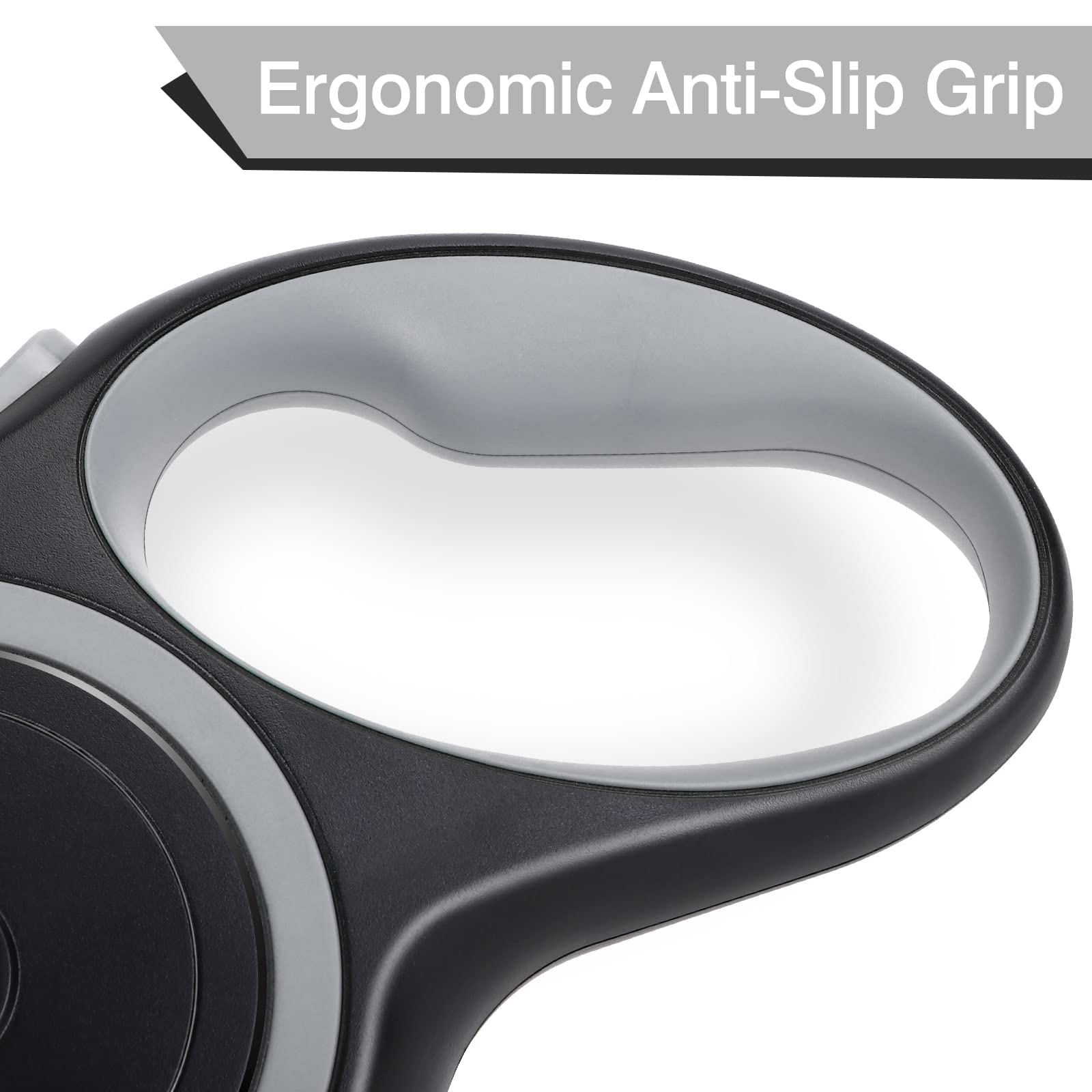 UrbanX Retractable Dog Leash for Goldendoodle and Other Large Hybrid Dogs with Anti-Slip Handle. 24ft Strong Nylon Tape; One-Handed Brake, Pause, Lock - Gray