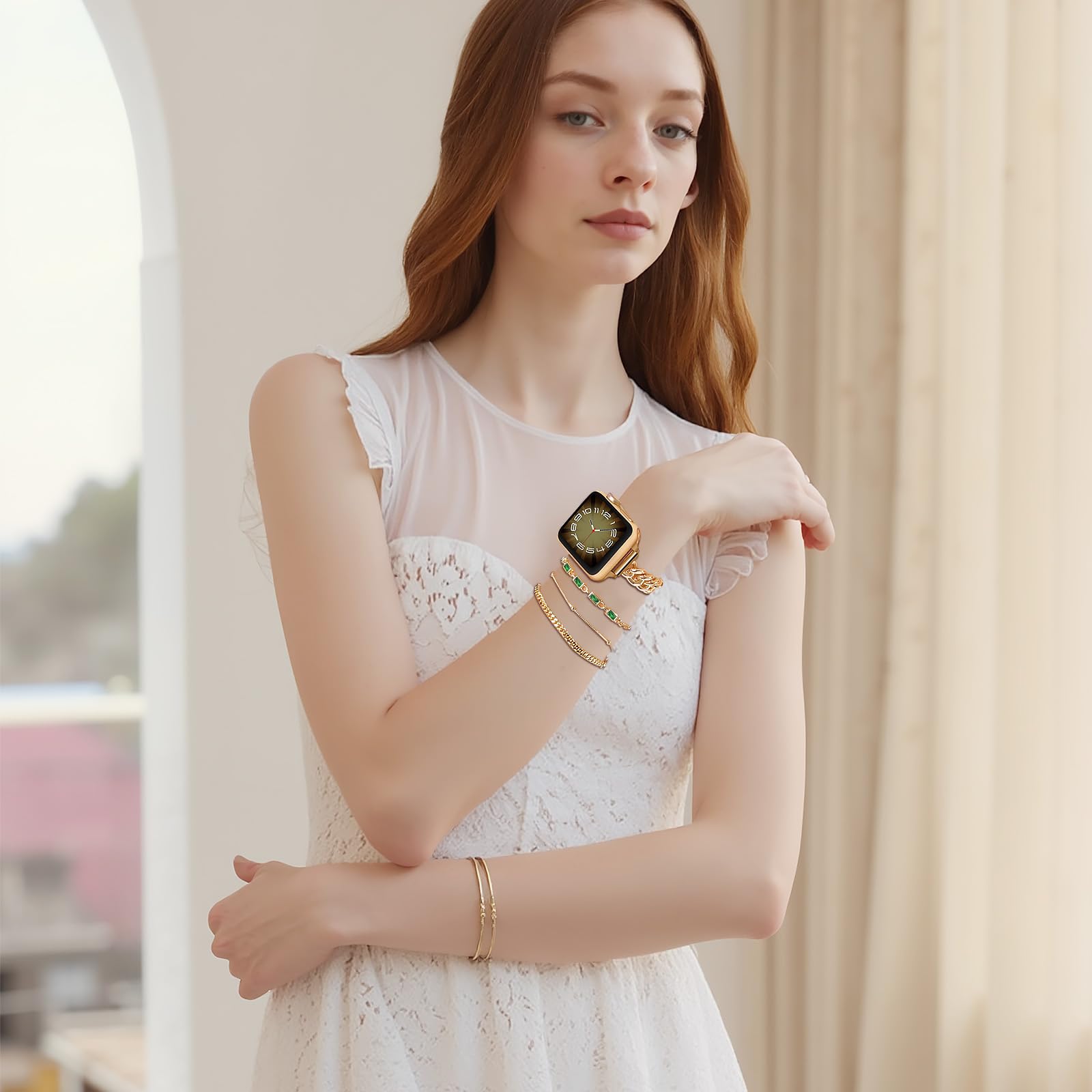 Bracelet fin doré pour bracelet Apple Watch 38-49 mm pour femme