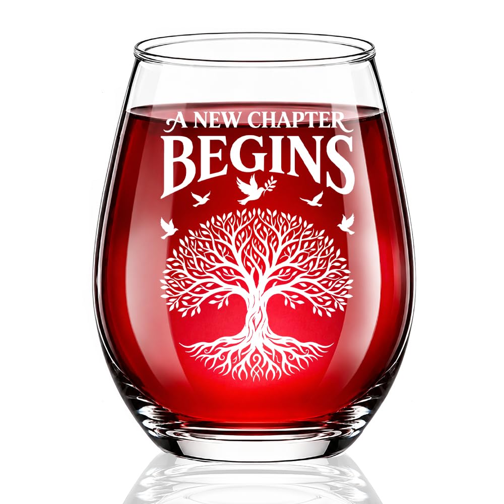New Chapter Begins Retirement Divorce Stemless Wine Glass Transparent-42