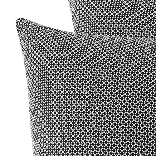 Image of Laura Ashley - Euro Shams, 100% Smooth Cotton with Zipper Closure, Throw Pillow Cover for Bed or Couch, Oeko-Tex Certified, Set of 2 (Amberley Black, 26 inch x 26 inch)
