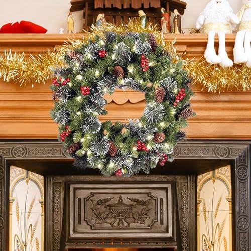 Corona de Navidad con luces de 40 cm para decorar repisas y exterior 4