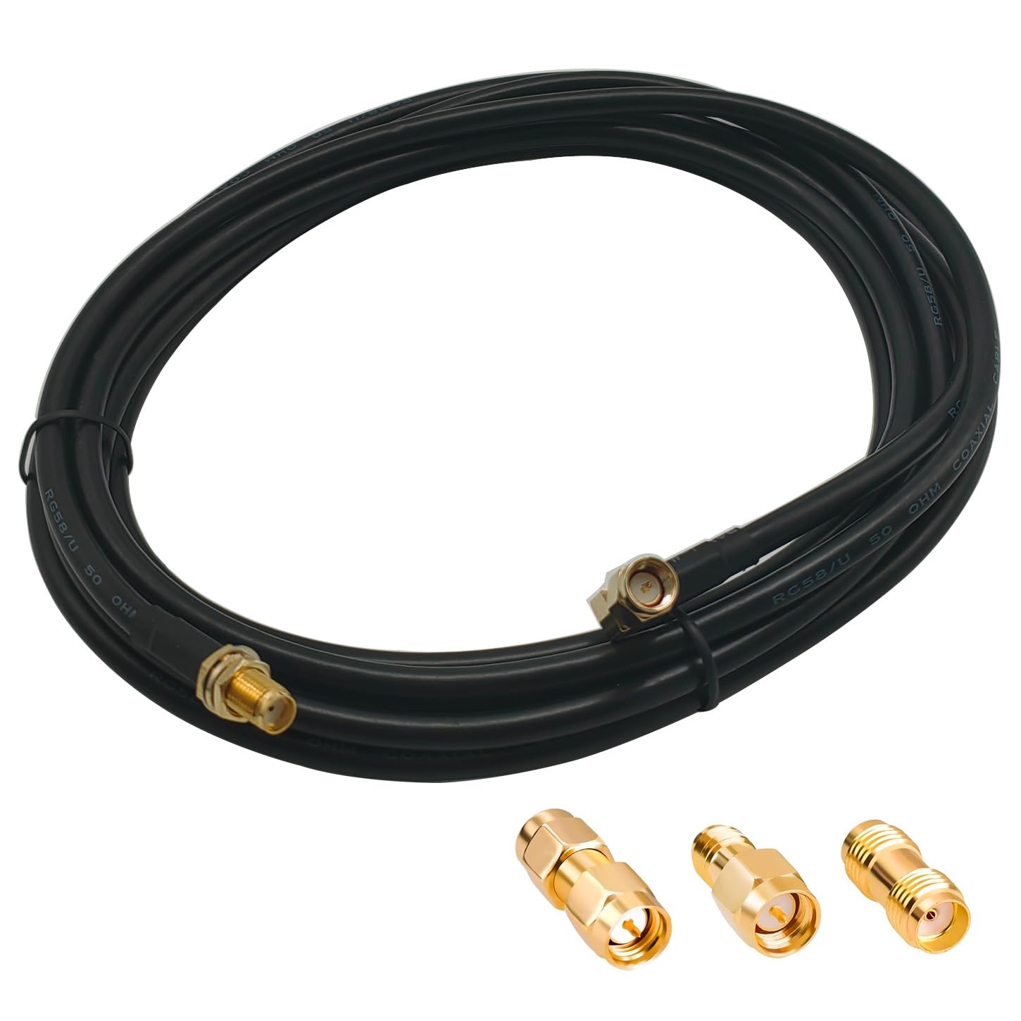 GTIWUNG RG58 SMA Kabel Antenowy 3M Wi-Fi - Wtyczka do Gniazda SMA + 3 Adaptery RF