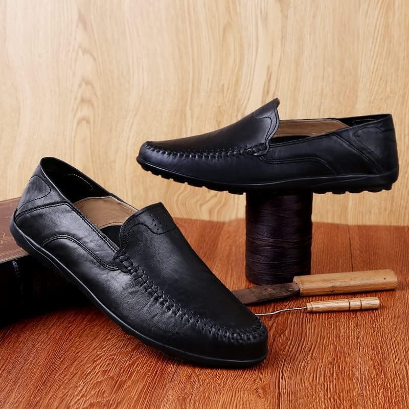 Men's Loafers Genuine Leather Flat Breathable Casual Shoes Handmade Slip On Driving Shoes Fashion Business Shoes - Image 2
