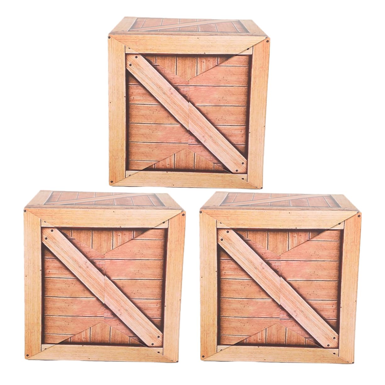KOMBIUDA Cajas Decorativas de Madera Simulada Decoración Temática Occidental Vaquera 30x30x30 Cm, Set 3 Piezas Centro de Mesa para Fiestas del Oeste y Eventos Temáticos