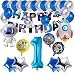 Produktbild REYOK Jungen 1 Jahr Geburtstagsdeko Happy Birthday Deko Luftballons mit Girlande Astronauten Raketen Folienballon für 2 3 5 10 Kindergeburtstag Dekoration