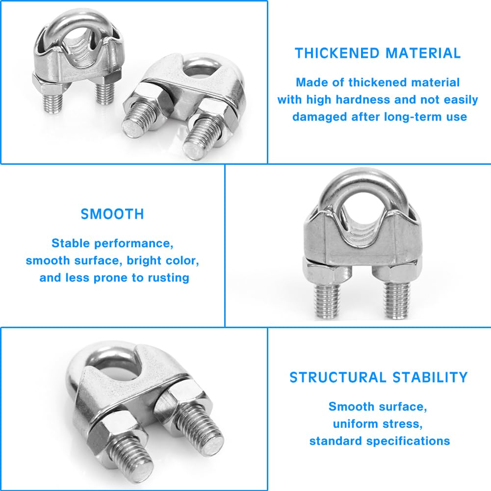 Pince Câble M4 Serre-câbles En Acier Inoxydable - Lot De 20 Pour Fixation Sécurisée Serre Cable Inox 4mm