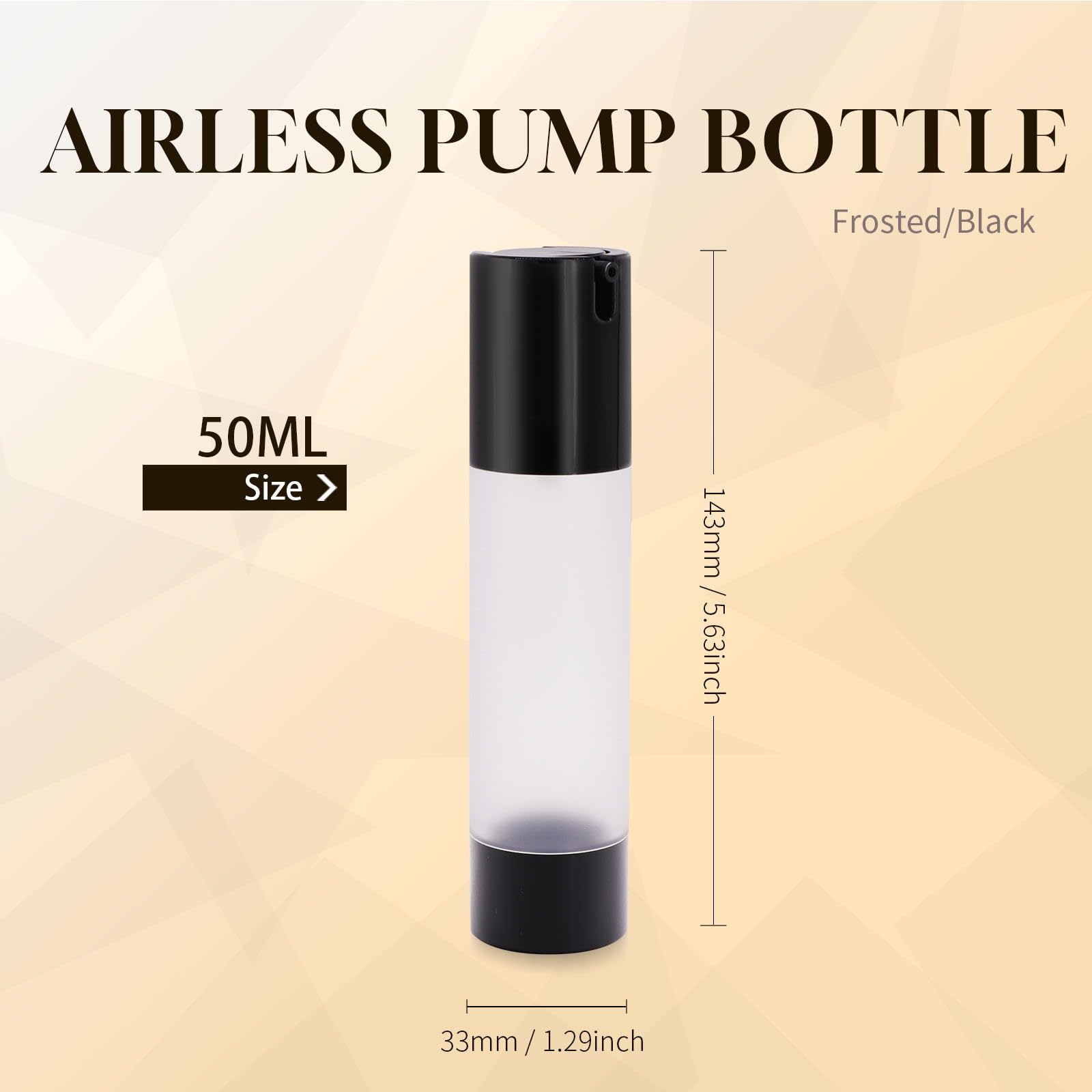 AJLTPA 6Pcs 1.7oz 50ml Frosted Transparent Airless Pump Bottles with Funnel, Travel Size Vacuum Dispenser Refillable Cosmetic Containers For Foundations, Cream, Serums, Shampoo, Lotion(Black)