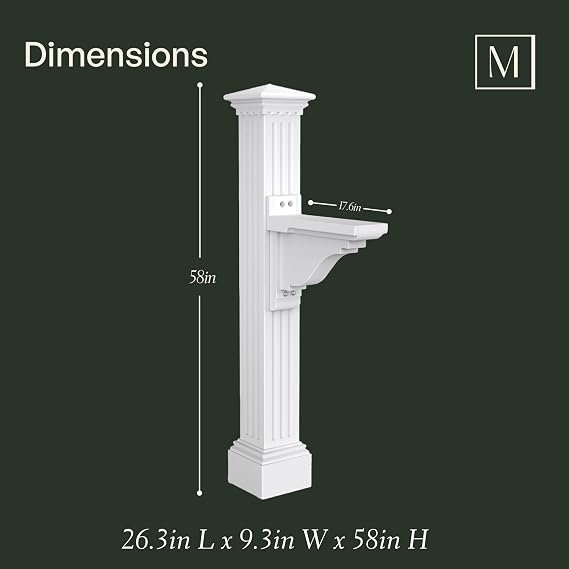 Mayne Manchester Decorative Mailbox Post, White