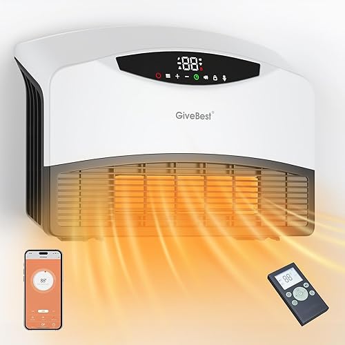 GiveBest Calentador de pared inteligente, calentador de espacio de 1500 W para uso en interiores, funciona con Alexa, termostato ajustable, control
