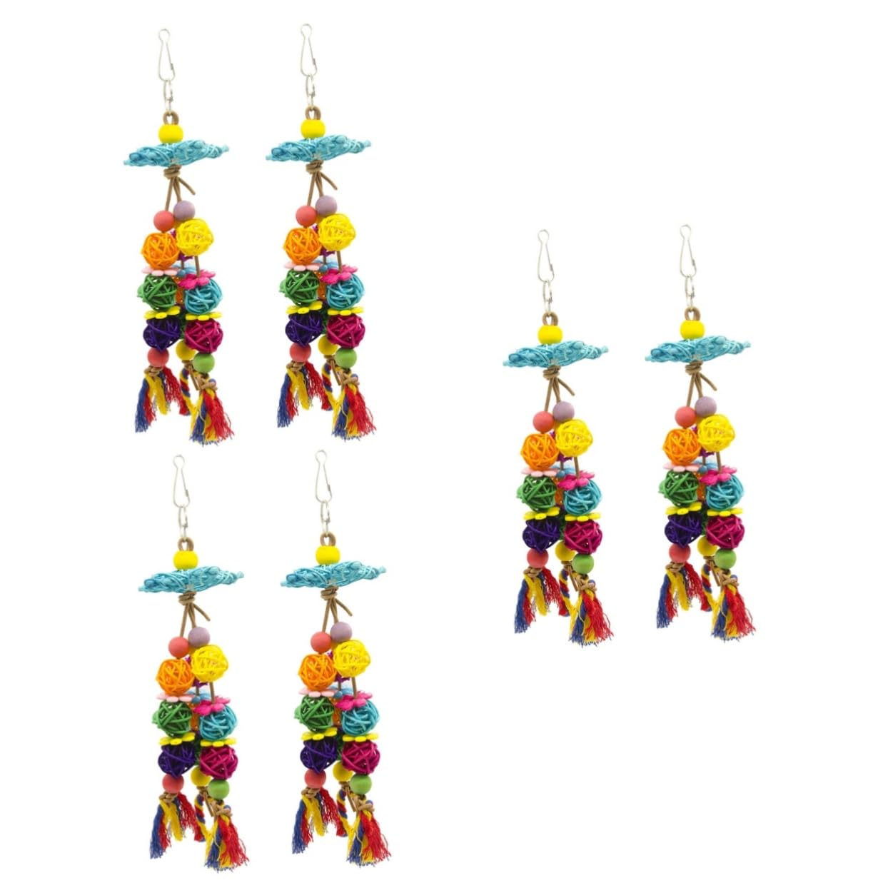 Happyyami 6piezas Juguete Colgante para Pájaros De Columpio De Rattan Bola para Periquitos Agapornis y Cacatúas para Morder y Jugar Material Seguro y Duradero