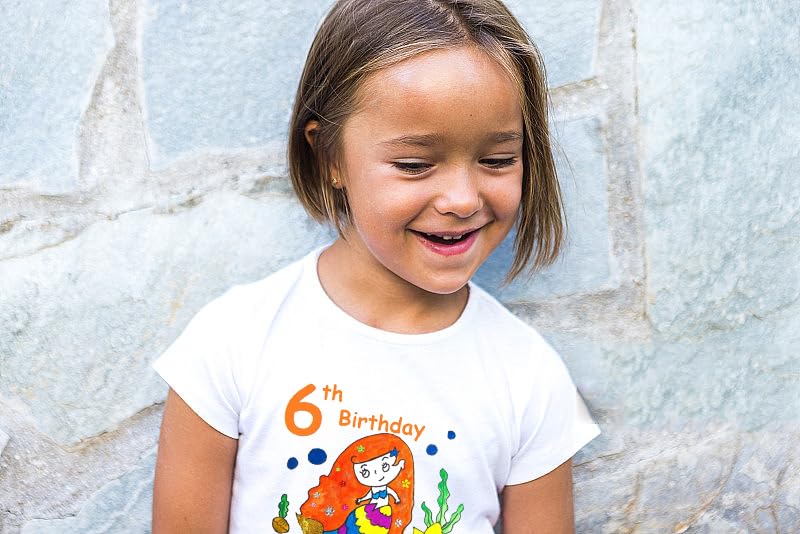 6th Birthday Shirt for Girls, 6th Birthday Dress for Girls, 6th Birthday T Shirt for Girls 6 Year Old Birthday Gift for Girls 6th Birthday Outfit Decoration Cute Mermaid Birthday Clothes for Girls4