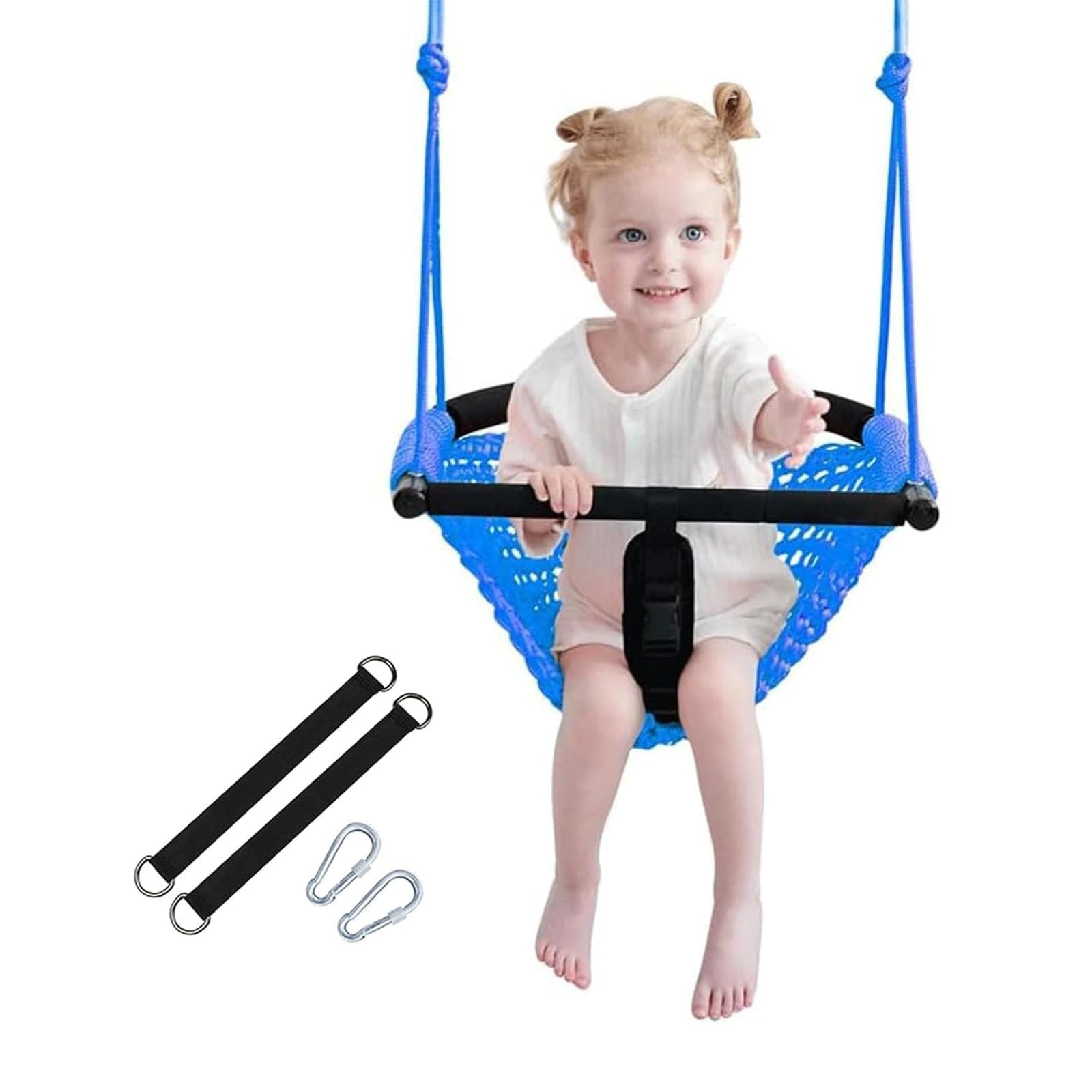 2-in-1-Schaukel für Kleinkinder. Schaukelsitz für Kinder mit verstellbaren Seilen, Robustes Seilspiel-Schaukelset für Kinder, für drinnen und draußen, Garten. Upgrade-Produkt (Blau)