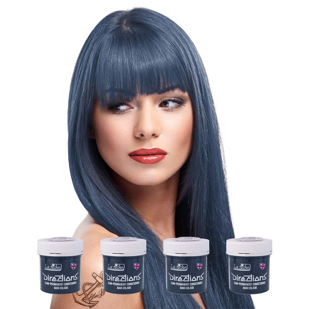 4 x New La Riche Directions Semi-Permanent Hair Color 88ml - Slate