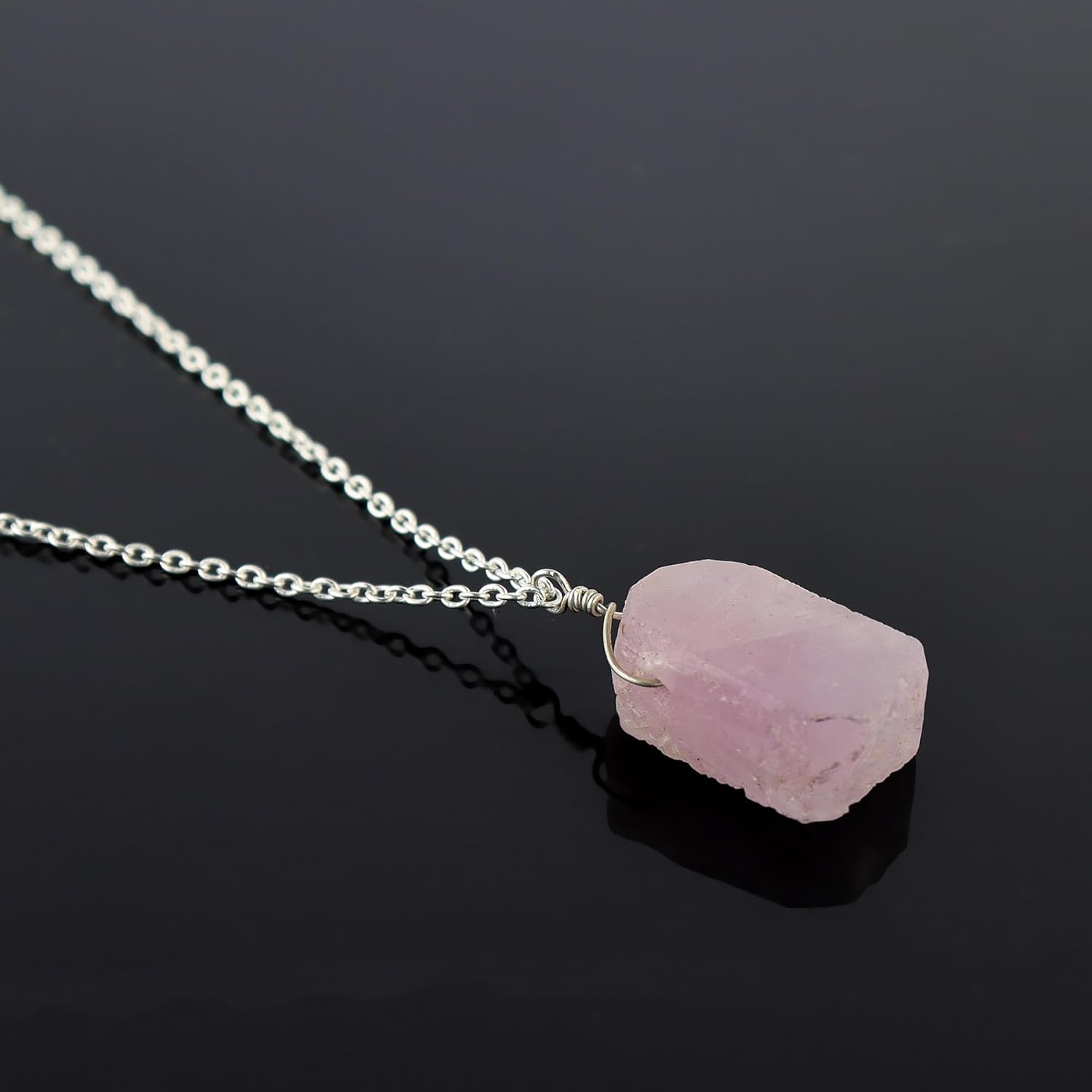 Natural Raw Kunzait Crystals Pendant Necklace, Raw Gemstone, Healing Crystals, Gift for Her, Birthday, Gemstone Jewelry 18 inch Weight Approx 15 to 20 Carat Pendant Size Approx 10 to 20mm - Image 2