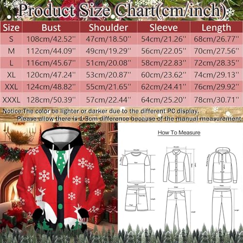 Generisch Sweat à capuche d'hiver à manches longues pour homme avec imprimé intégral amusant et poche kangourou pratique, vert, L – vue 3