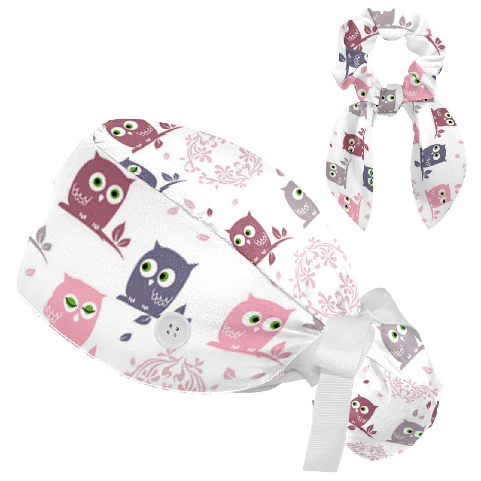 IROLSKDNFH Women’s Working Cap with Button and Ribbon Tie, Long Hair with Hair Band French Style Dog Eiffel Tower