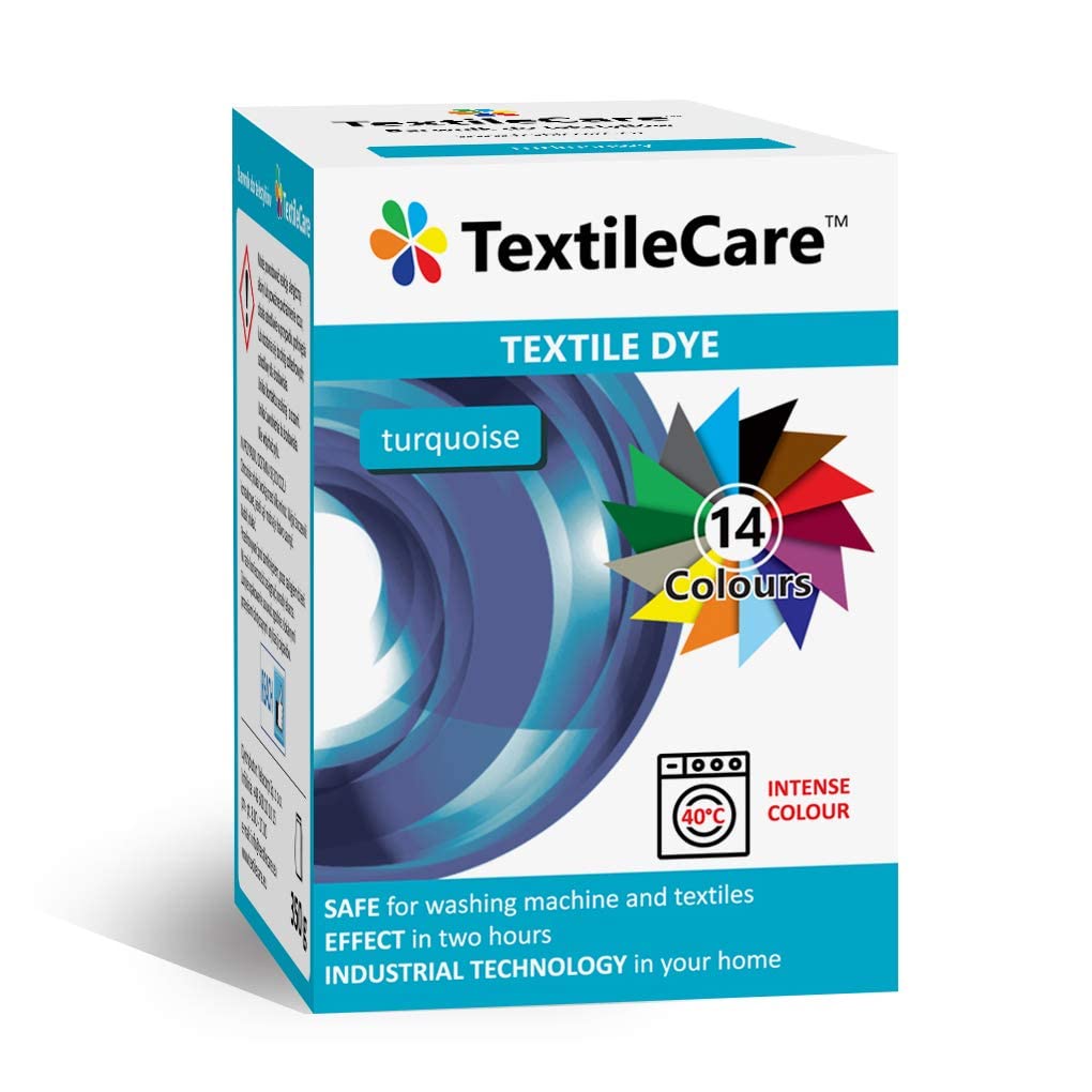 TextileCare Washing Machine Fabric Dye for Clothes and Textiles, 350g of dye for 600g Clothes, 14 Colors (Turquoise)
