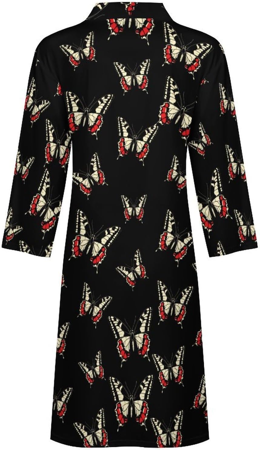 Butterfly1 Mens Robe Long Bathrobe for Women Bath Robes Lightweight Soft Printed Sleepwear