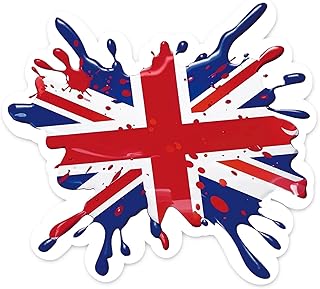 (2 Pack) 3D Effect Union Jack Car Splat - Waterproof Vinyl Sticker - Retro Splash Van Car Bike Decal Flag Decals Laptop Tablet Helmet