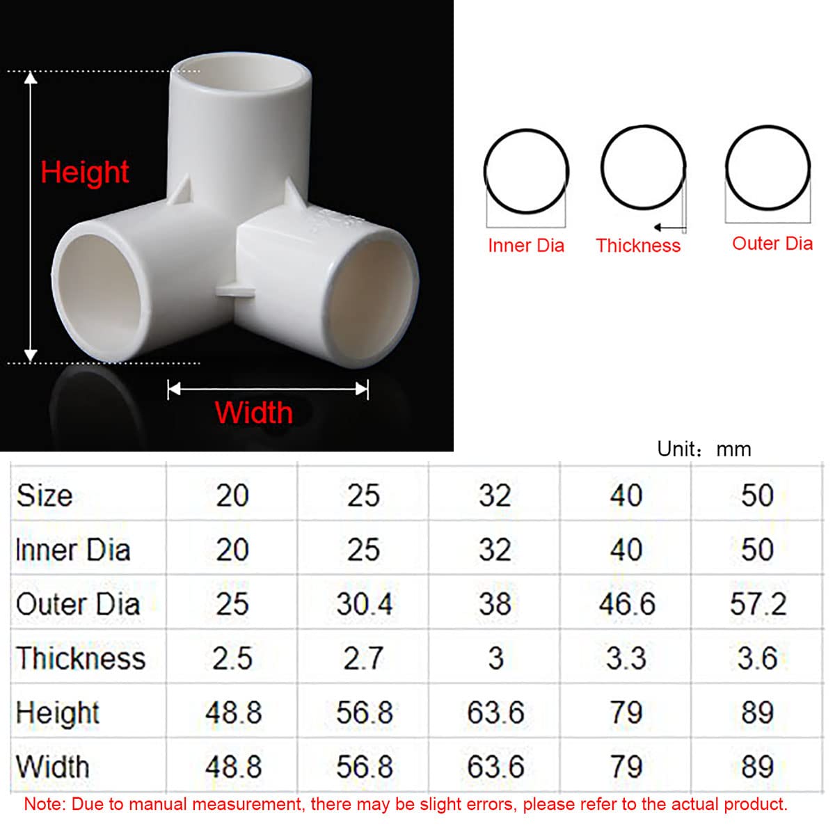 Schlauchadapter, Schlauchrohrverbinder, 1 Stück, PVC-3-Wege-Winkelverbinder, metrisch, 20, 25, 32, 40, 50 mm, lösungsmittelgeschweißte Druckrohrverschraubungen, Aquarium, Teich, Pool, Gartenrohr, DIY,