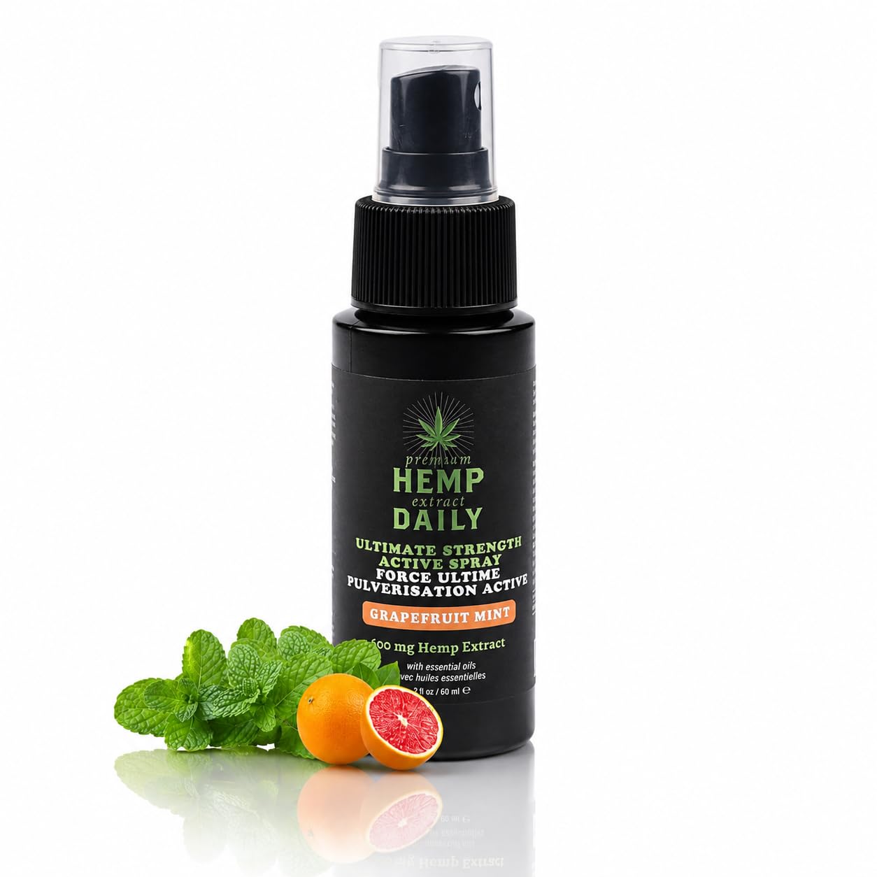 Earthly Body Spray corporal de cânhamo com mentol e óleos essenciais, 60 mL