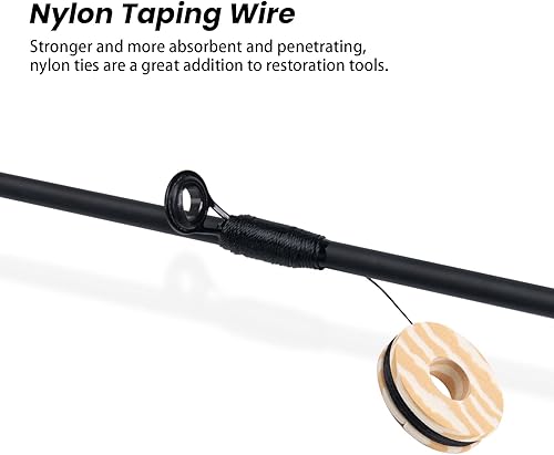 Miniatura 4 de Goture Kit de reparación de caña de pescar completo con pegamento, varillas de fibra de carbono, papel de lija, hilo giratorio para cañas de caña,