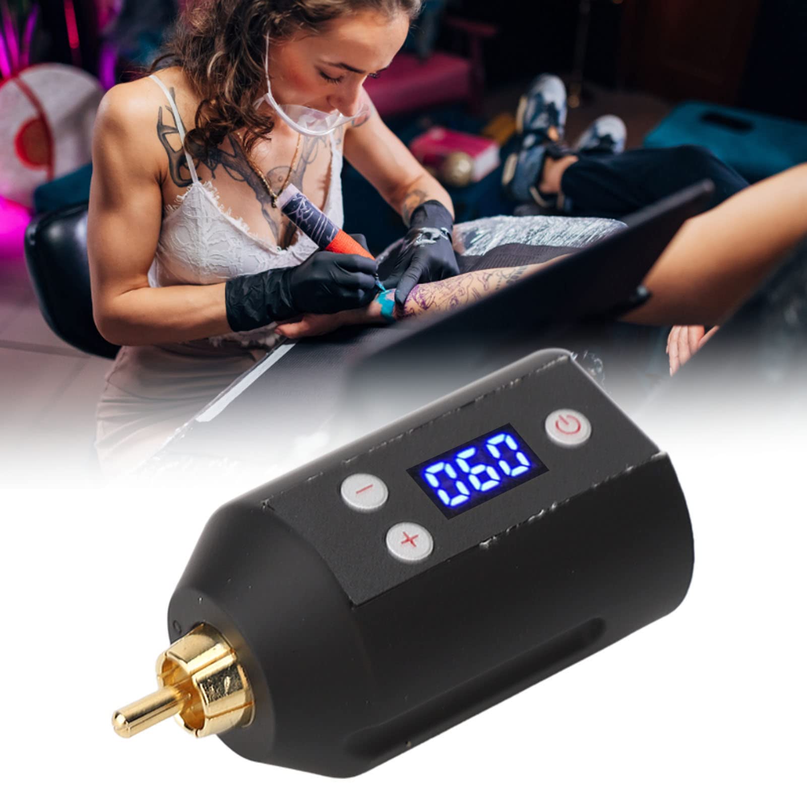 Wireless Tattoo Battery 3 to 12V Tattoo Battery 1500mAh Wireless Power Tattoo Machine Battery Wireless Power for Tattoo Machines Black