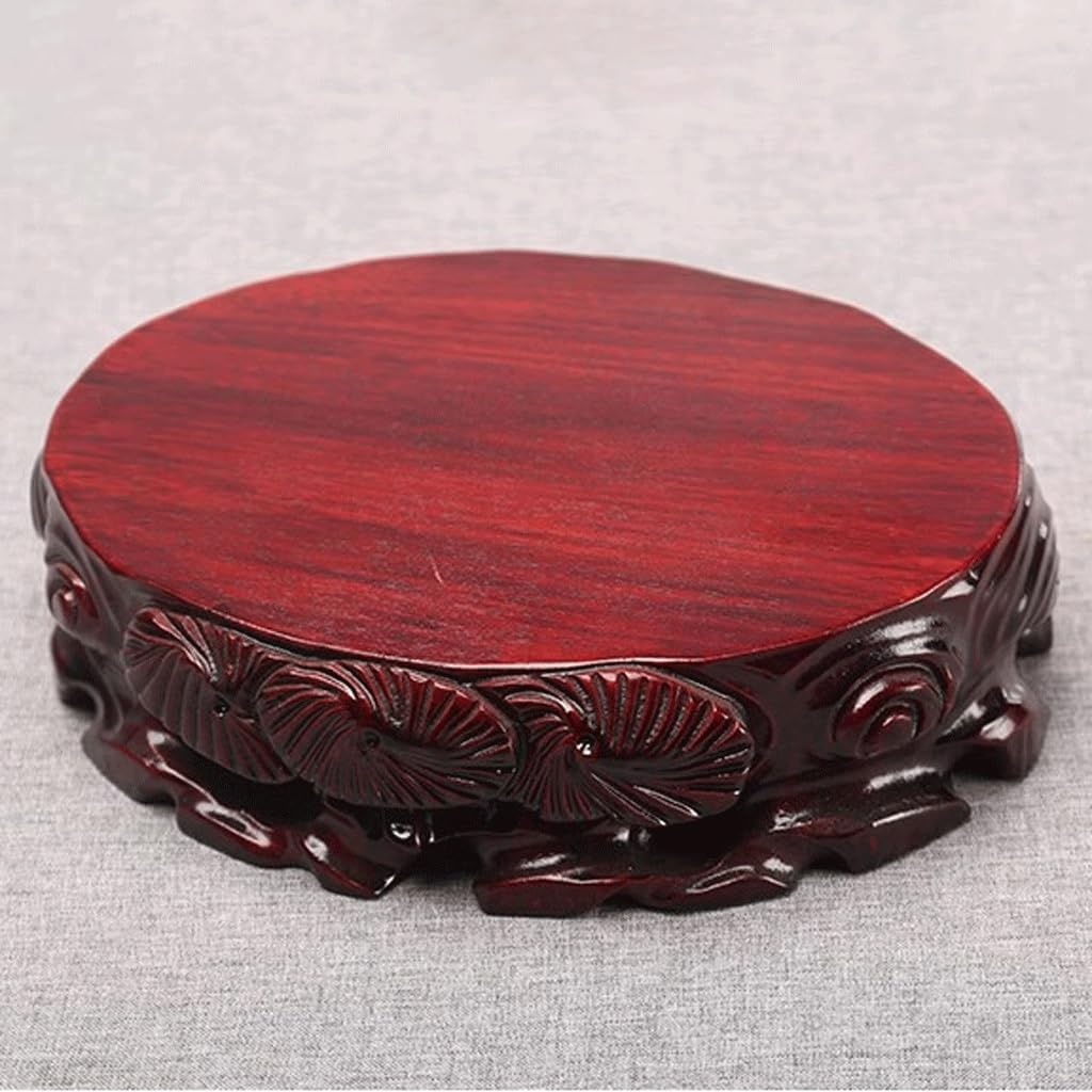 Bonsai Pedestal Vase Pedestal Stands Base Solid Wood Ornaments Handicraft Oval Flower Potted Buddha Statue Bracket Planter Stand Plant Holder