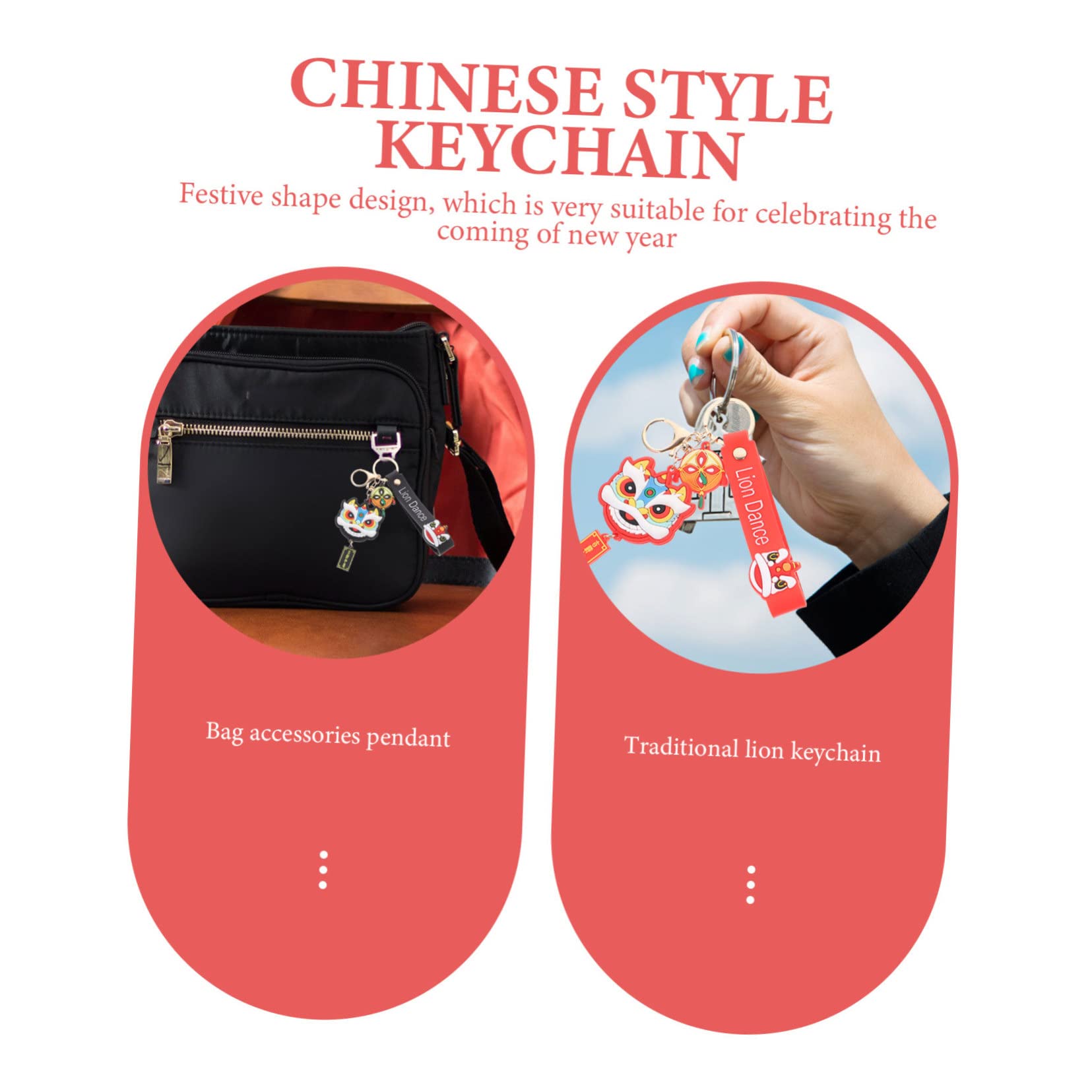 SHERCHPRY 8 Piezas llavero bolsa colgando decoración amuletos de llaves tradicionales chinos del bolso del coche key ring Decoración de mochilas Colgante de coche gel de sílice