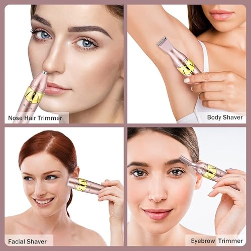 Miniatura 5 de Augot Depilación para mujeres, removedor de vello facial sin dolor 4 en 1, recortador de bikini recargable, afeitadora eléctrica portátil,