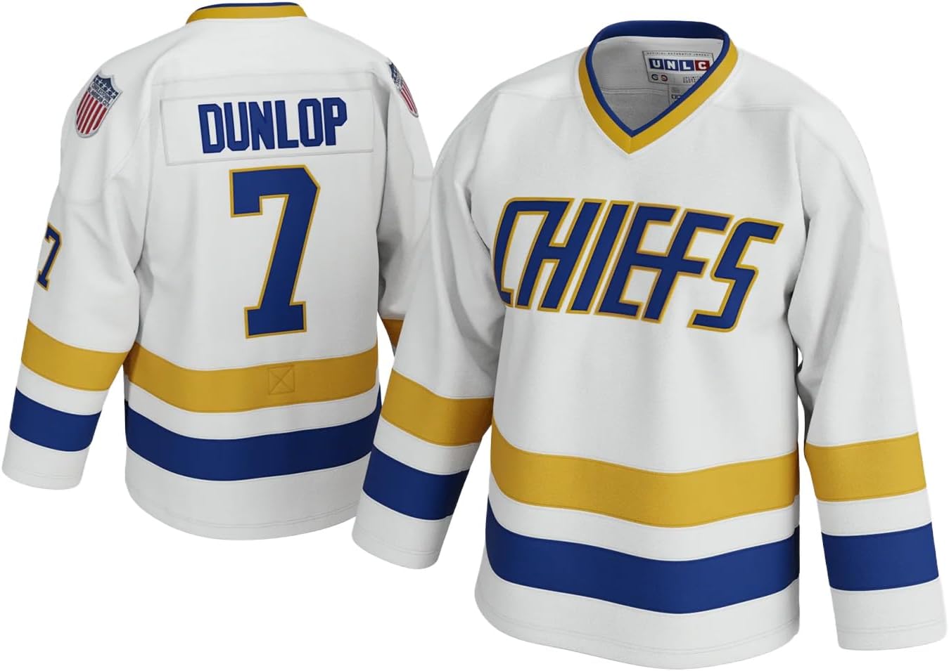 Reggie Dunlop #7 Charlestown Chiefs Hockey Jersey – Slap Shot-Inspired Throwback, Stitched Letters, Sizes S–3XL
