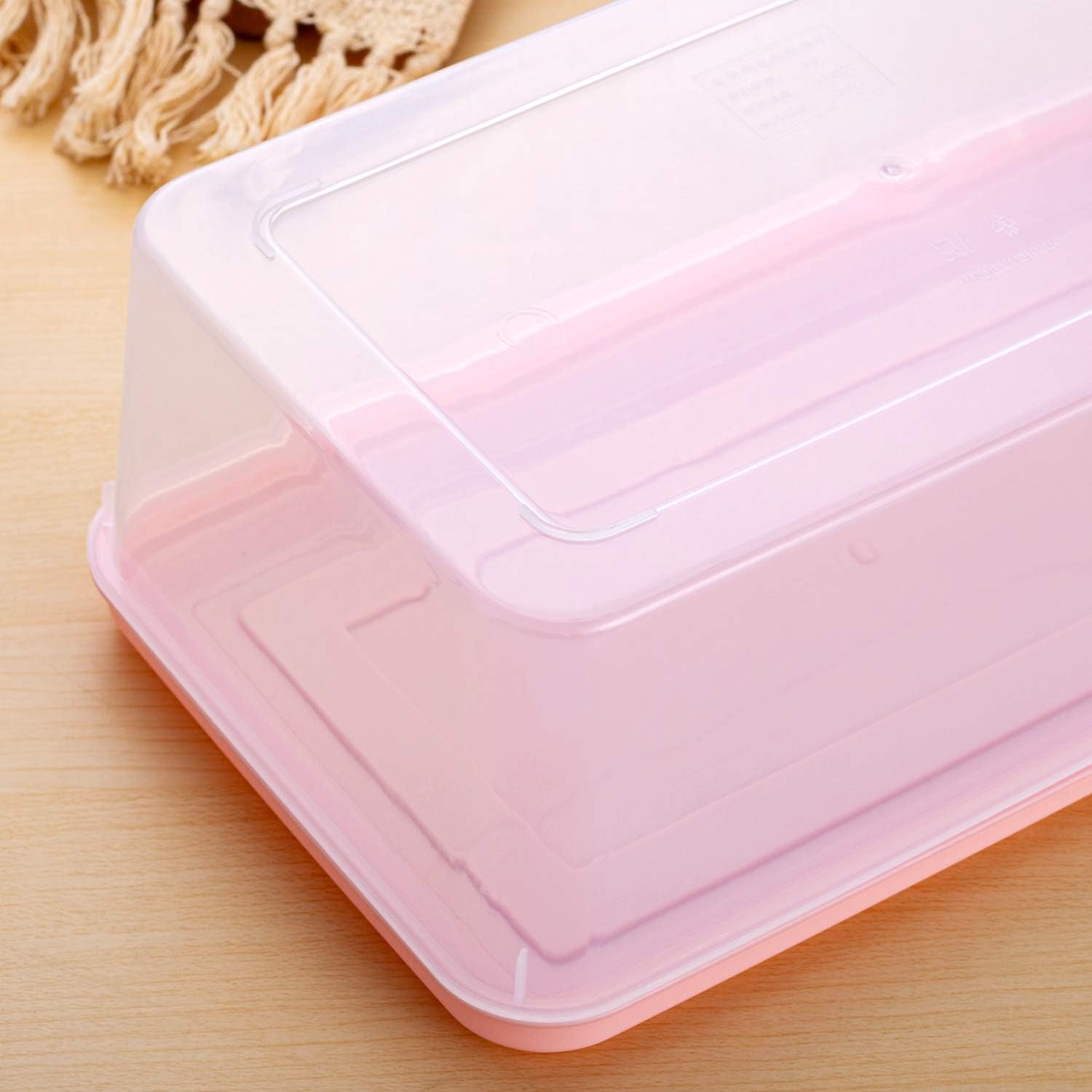 Plastic Storage Food Bins 2 Pack, 4.5 Quart Plastic Storage Containers with Lids, Stackable Plastic Organizer Boxs, Plastic Pantry Bins for Refrigerator, Freezer, Kitchen, Cabinets, Bedrooms（ Pink ）