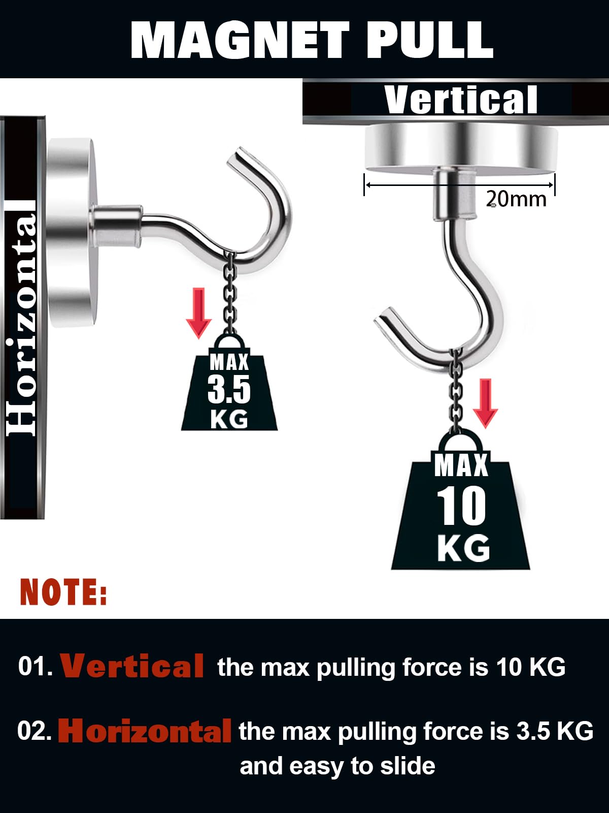 ATEWEITA Ganci Magnetici 30 Kg - Magneti Al Neodimio Con Gancio 32 Mm - Foto 13