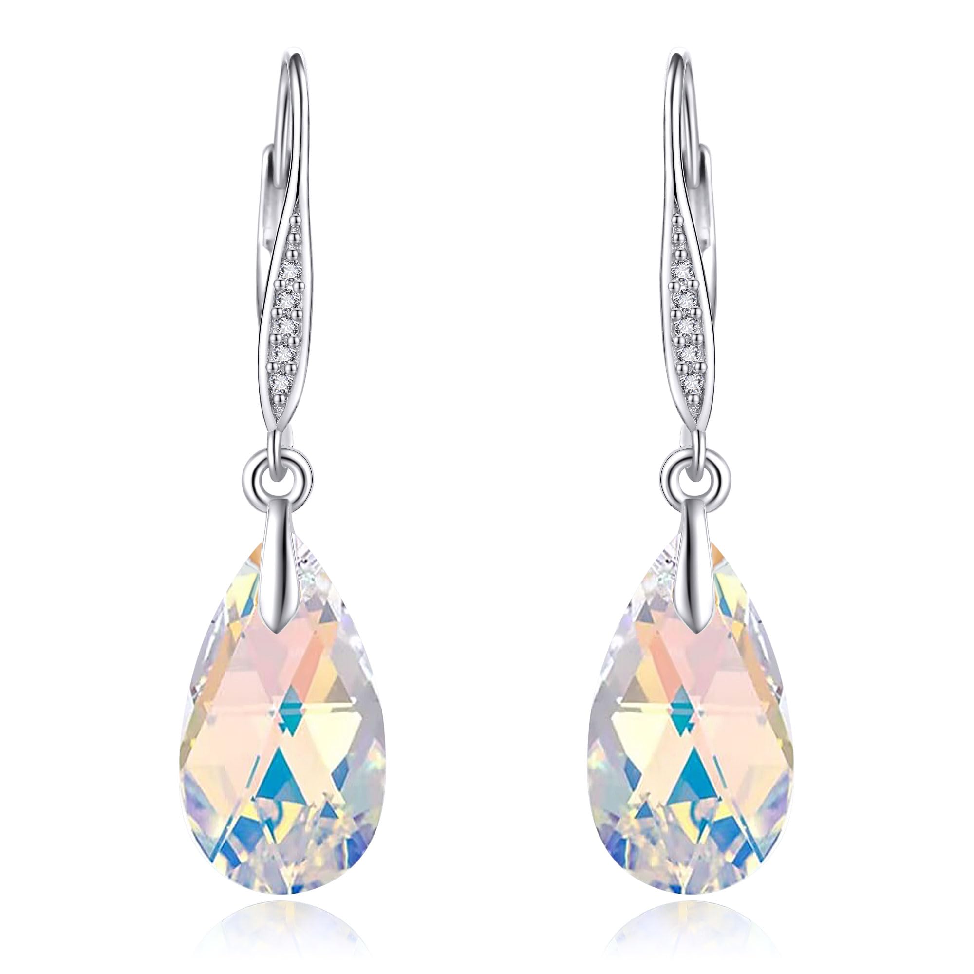 Kristall Ohrringe 925 Sterling Silber Teardrop Ohrringe Modeschmuck Geschenke für Damen Mädchen