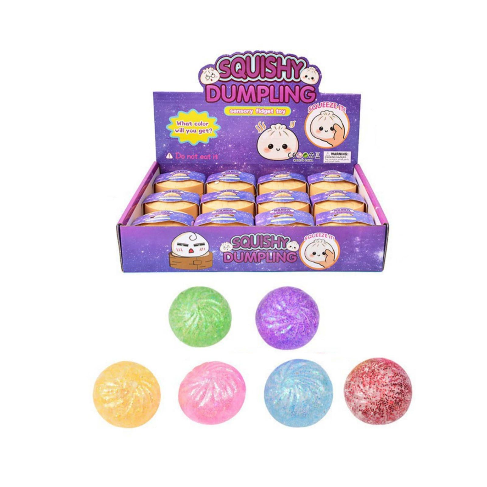 12 Pieces Glitter Squishy Dumpling Quiet Press Squishy Dumpling Toy Soft Texture Bead Filled Stress Ball for Children, 12PC Gold Powder Bun-image-44