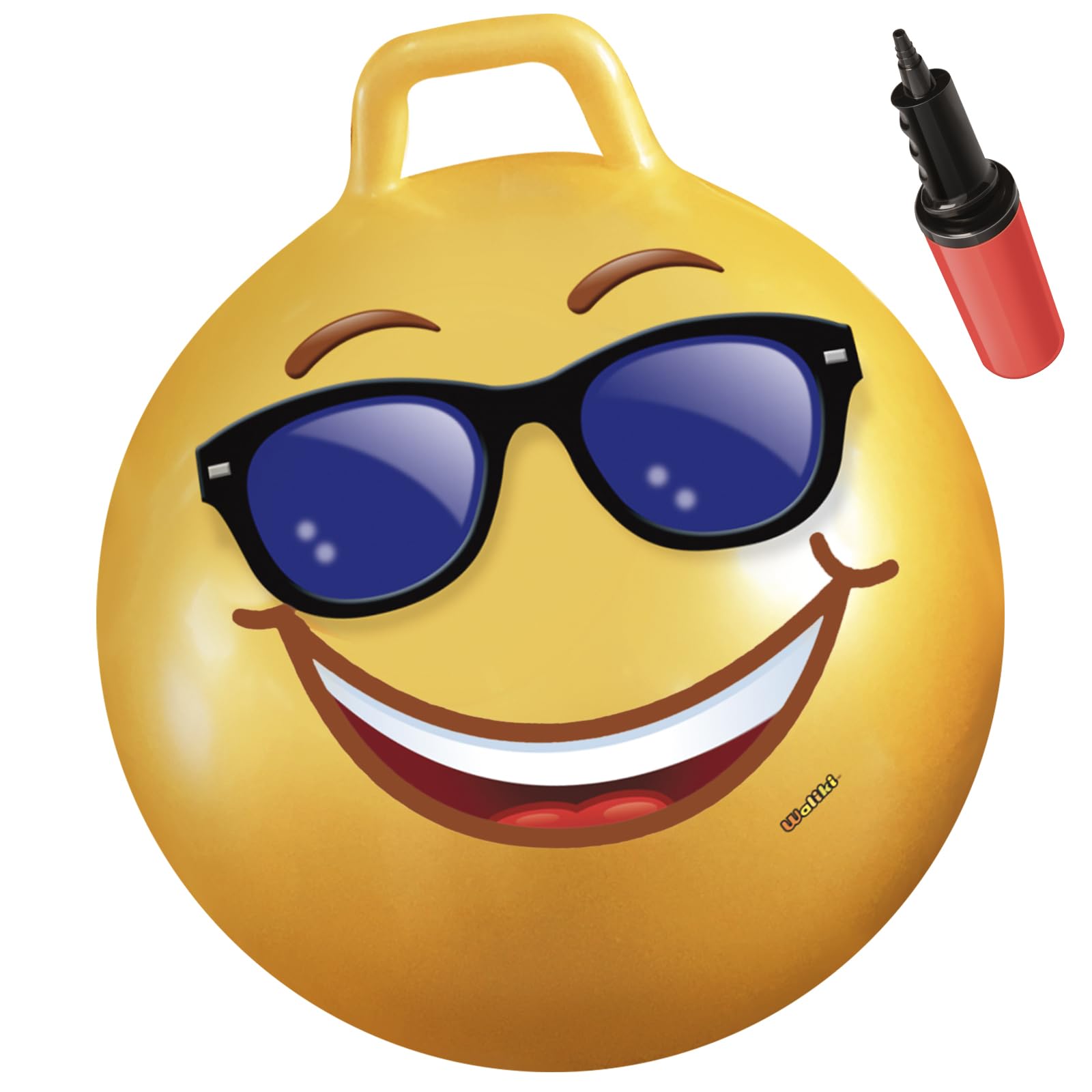 WALIKI Toys Hopper for Kids Ages 3-6 (Hippity Hop, Bouncy Ball With Handles, Sit & Bounce, Kangaroo Bouncer, Jumping Ball, 18 Inches, Emoji, Pump Included)