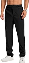 LVCBL Men's Stretch Chino Trousers Straight Leg Solid Colour with Elastic Waist