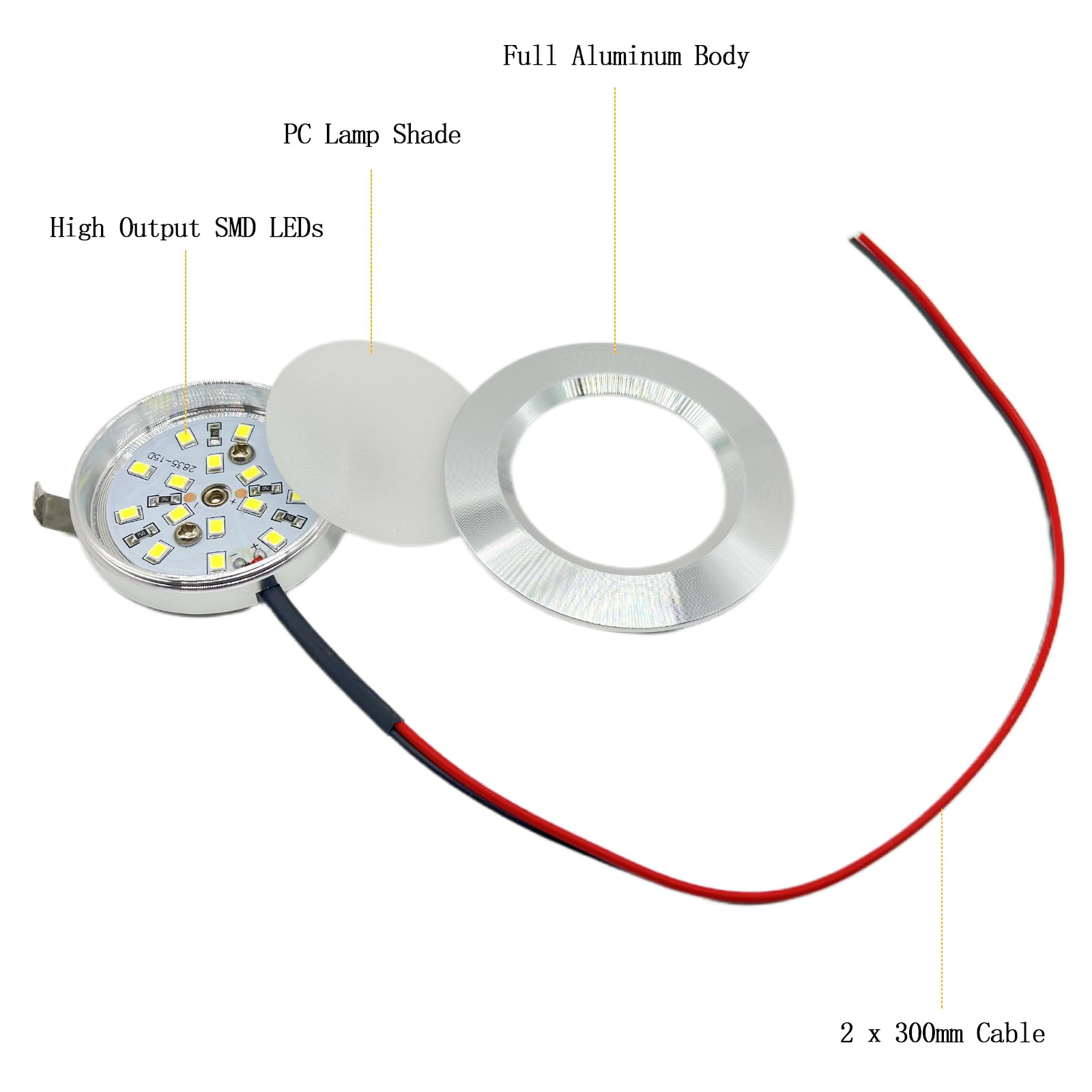 12V Campervan Encastré LED Mont Plafond Lumières Dimmable Lumières Tache 3W 6000K Lumière Blanche Pour T4 T5 Caravane Bateau Yacht Caravane Cabine Sous CRI 92+ 8 Pièces Argenté
