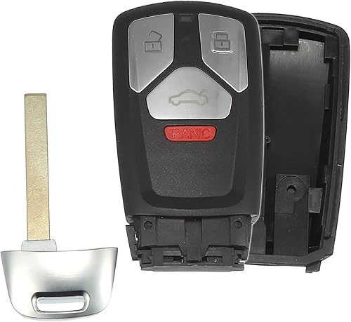 X AUTOHAUX Funda de repuesto para llavero inteligente de 4 botones sin llave para Audi A4 A5 Q7 TT Quattro 2017-2019 con hoja sin chip disponible en Yaxa Peru