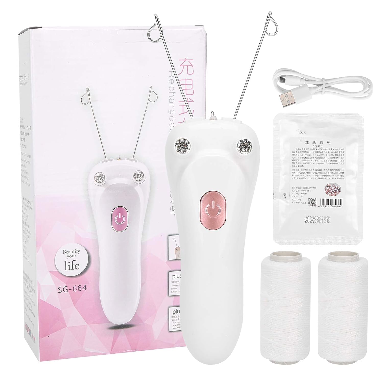 Ladies Facial Hair Remover Electric Women's Beauty Epilator, Cordless Electric Facial Threading Hair Removal for Women, Rechargeable Face Hair Remover Cotton Thread Epilator Body Hair Removal Device-image-33