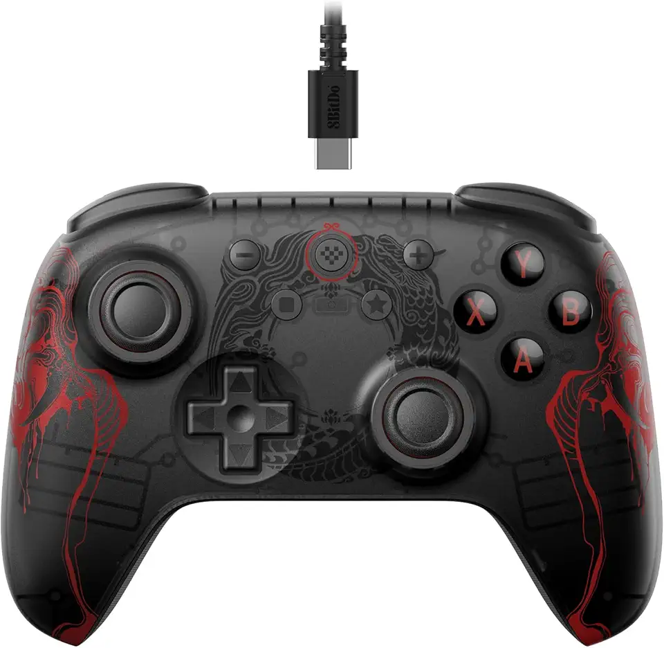 8Bitdo Ultimate 2C Wired Controller for Windows PC and Android, with Hall Effect Joysticks and Hall Triggers, 1000Hz Polling Rate, and Remappable L4/R4 Bumpers - Black Myth: Wukong