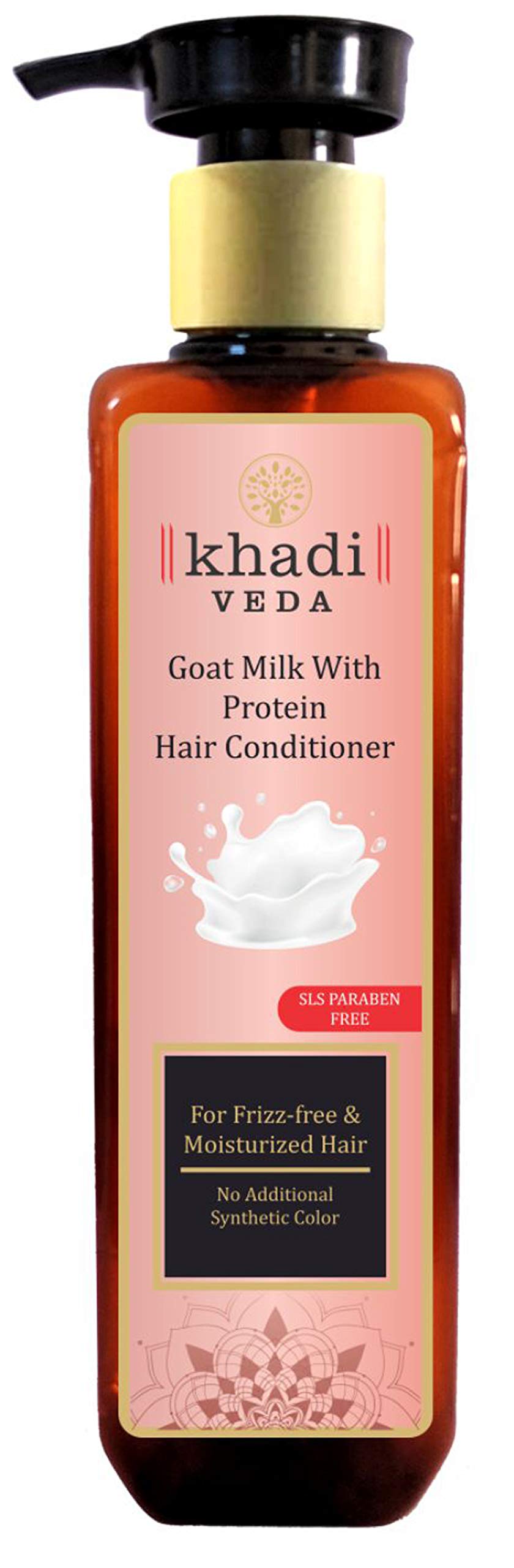 Khadi veda Goat Milk With Protein Hair Conditioner - 200 ml | For Frizz-free & Moisturized Hair | SLS paraben Free | No Synthetic Colour and chemical | Suitable for very dry and coarse hair | Controls frizz and split ends | Gives hair manageability.