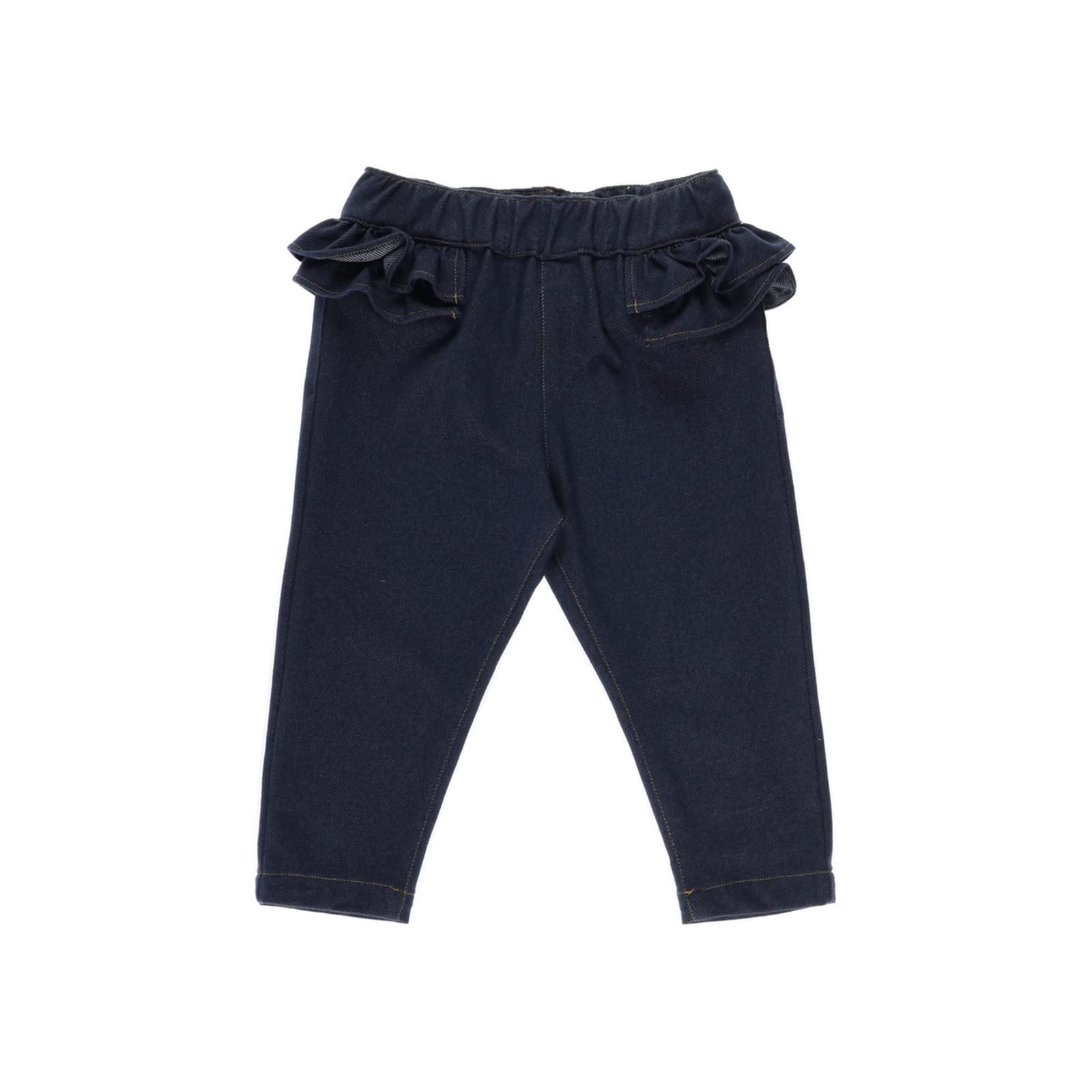 Beli Lastikli Denim Görünümlü Örme Pantolon Pantolon Kız çocuk