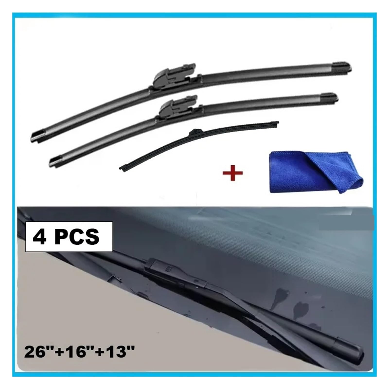 Limpiaparabrisas para Audi A3 S3 8V 2012-2020 Recambio de Silicona para limpiaparabrisas Delanteros y Traseros Juego de escobillas de 26"+16"+13" para Parabrisas.